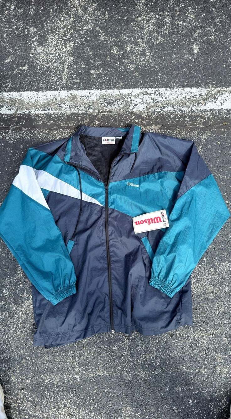 Wilson Advantage Windbreaker Jacket Size M Teal Black Vintage 90s